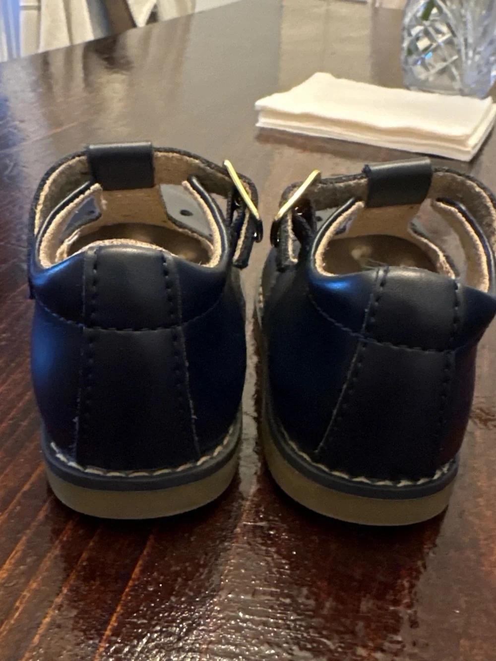 FootMates Navy T-Strap Mary Jane Baby Walker Shoes